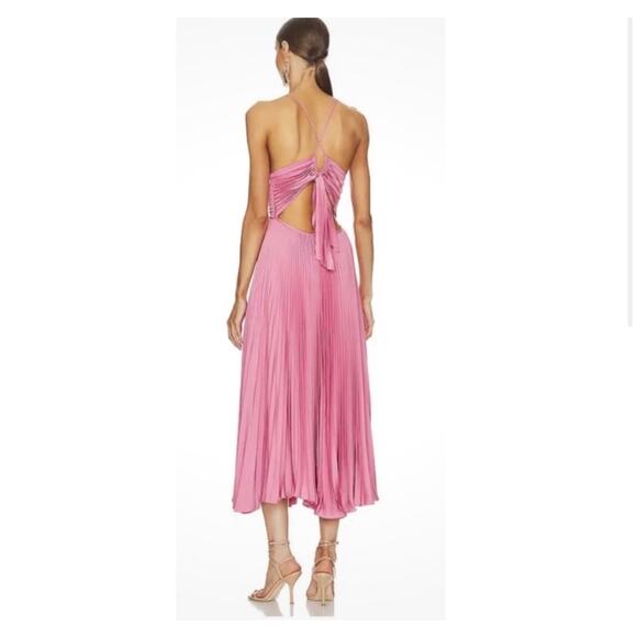 A.L.C. Gemini Pleated Cut Out Midi Dress Chateau Rouge 10 - Picture 4 of 11